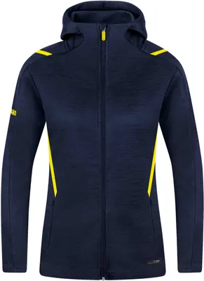 Produktbild von JAKO Damen Freizeitjacke Challenge mit Kapuze, Farbe:marine meliert/neongelb, Größe:44