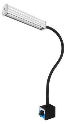 Obrázek produktu pro Strojní lampa/pracovní svítidlo – LED s ohebným ramenem – 10 W – 60 LED diod – magnetická patka – vodotěsné IP67 – 220 V DC – vícebarevné