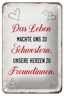 Produktbild von Blechschild Spruch 12x18cm Leben machte uns zu Schwestern