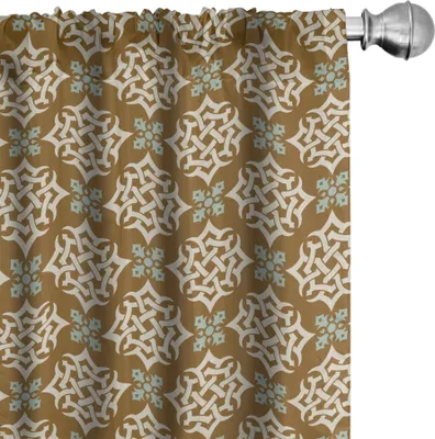 Zdjęcie produktu dla ABAKUHAUS orientalskie zasłony, firanki, motywy bliskowschodnie z krzywiznami i wirującymi ilustracjami plemiennymi, 2 sztuki 75 x 225 cm, jasnobrązowy jasnoniebieski beżowy