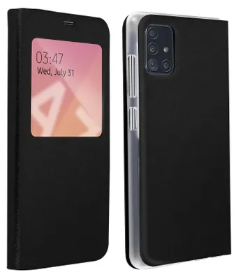 Produktbild von Avizar, Samsung Galaxy A71 Hülle mit Sichtfenster, Rundumschutz, schwarz, Schwarz