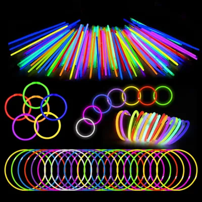 Knicklichter 100er Set, 7 Farben, 15 cm, inkl. Verbinder