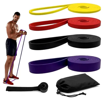 Produktbild von Set von Widerstandsbändern mit Türanker und Tragetasche für Fitness