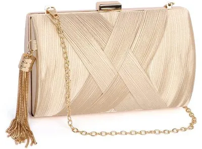 Produktbild von Elegante Damen-Handtas mit abnehmbarer Kette, abgefärbter Satin, Clutch-Design