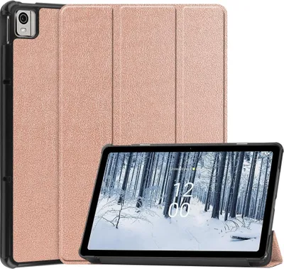 Produktbild von Nokia T21 Hülle - Tri-Fold Ständer Klapphülle mit Schlaf/Wach-Funktion - Roségold