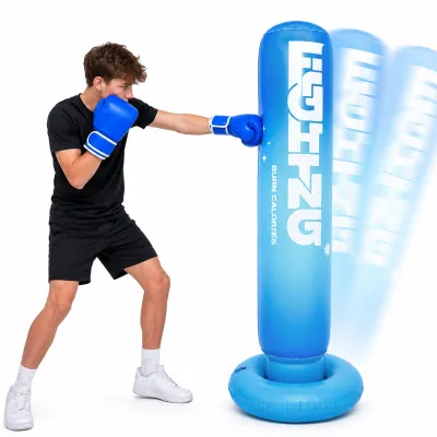 Image de Sac de frappe gonflable sur pied, avec gants de boxe et pompe, hauteur 150 cm