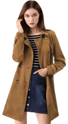 Produktbild von Allegra K Damen WildKunstleder Trenchcoat Doppelreihig mit Gürtel