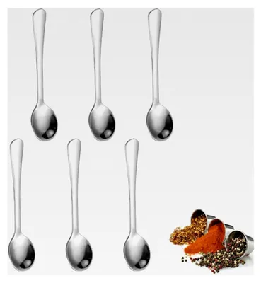 Produktbild von 6 Stück Mini Edelstahl Löffel für Gewürzgläser, Kleine Edelstahl Löffel für Gewürze, Salz, Mini Löffel (Größe 7,5 cm)