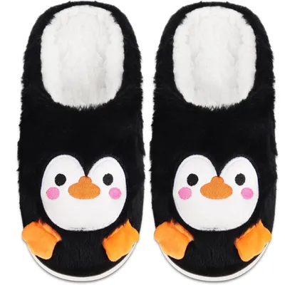Produktbild von Hausschuhe Damen Winter Kuschel Plüsch Rutschfest Pinguin Mehrfarbig 40/41 EU