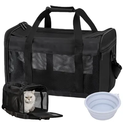 Produktbild von Transportbox Katzentransportbox Hundetransportbox - Faltbar - 42 x 27 x 28 cm - Schwarz - Für Katzen und Hunde