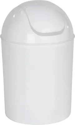 Immagine prodotto di Cestino per rifiuti con coperchio incernierato - Capacità: 6 l - Bianco - Polipropilene - 20 x 30 x 20 cm