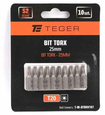Produktbild von TEGER TORX Bit T20 25 mm 10 Stück Hochwertiger Werkzeugbit