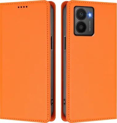 Image de Etui en cuir pour HMD Fuison, étui magnétique en cuirPolyuréthaneavec support Orange