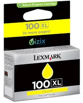 Obrázok produktu pre Lexmark 100XL, Vysoký (XL) výnos, Žltá, Atrament na pigmentovej báze, 1 kusov