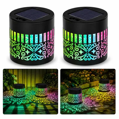 Produktbild von Solar Wandleuchte Garten 2er Set, LED Solar Außenleuchte mit Farbwechsel 7 Farben, dekorative Projektionslampe für Terrasse, Zaun & Gartenbeleuchtung