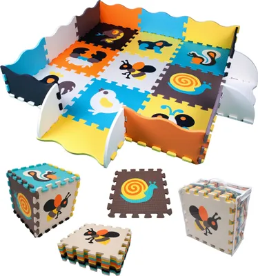 Produktbild von Kinder Puzzlematte XXL Tiere Kinderteppich für Baby & Kinder 72-tlg für Kinder | 114cm x 114cm | Bunt