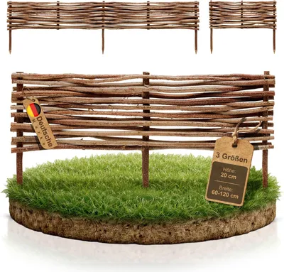 Produktbild von Beeteinfassung Haselnuss · ( 20 x 120 cm 5er Set) · Beeteingrenzung in 3 Größen · Steckzaun zur Beet-Umrandung oder Weg-Abgrenzung