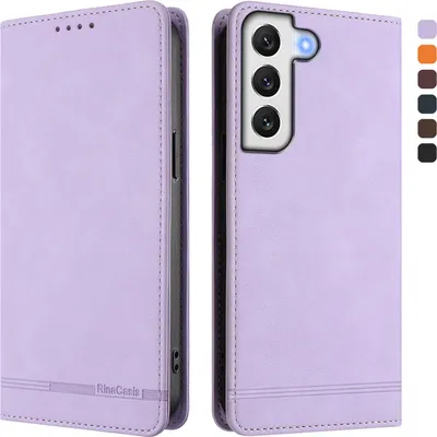 Produktbild von Hülle für Samsung Galaxy S21 FE 5G, Retro Kunstleder Ständer Klapphülle mit Kartenfächer und Magnetische Violett