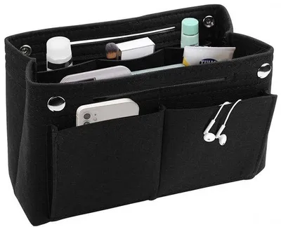 Produktbild von Ibenzoa® Handtaschen-Organizer aus Filz – Einsatz mit mehreren Fächern, große Kapazität, 30×10×20 cm, Schwarz, für Handtasche & Koffer