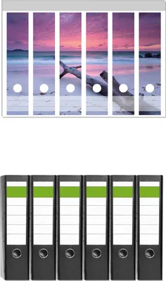 Produktbild von Wallario 6 Stück breite Ordner inkl. Klebeetiketten mit Motive Abendhimmel bei Sonnenuntergang -  Set mit Rückenschildern / Ordnerrücken Stickern
