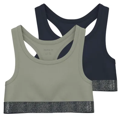 Image de Name IT Mädchen Nkfshort Top 2p Noos, bustier, couleur "Seagrass", taille 122-128 (Europe)