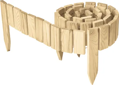 Image de Garronda Bordure de parterre en bois Clôture enroulée Clôture de jardin imprégnée Bordure enroulée flexible Bordure de gazon Longueur : 200 cm (Natural, Hauteur : 10 cm)