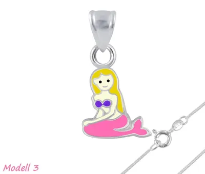 Produktbild von Meerjungfrau Kette Silber 925: Kinderschmuck Anhänger Modell 3 mit Kette