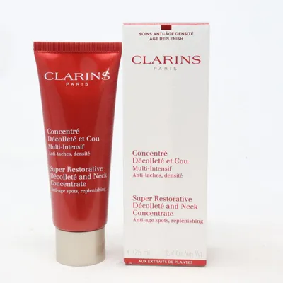 Produktbild von Clarins Super Restorative Décolleté and Neck Concentrate, Frauen, Jeder Hauttyp, Anti-Mitesser, Anti-Falten, Kräftigend, Glättend, 50+ Jahr(e), 75 ml, Tube