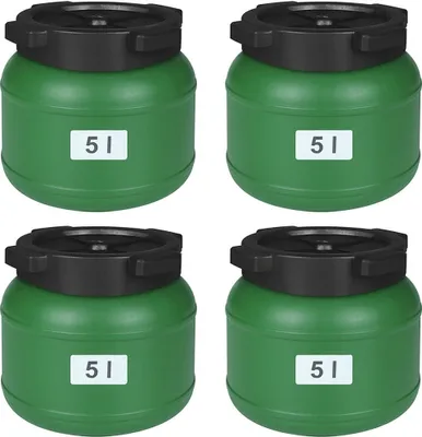 Produktbild von 4 Stück Weithalsfass Futtertonne Fasssilage Regen Fass Gepäcktonne 5 Liter mit Deckel grün