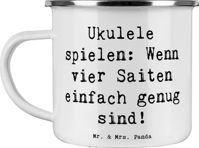Produktbild von Mr. & Mrs. Panda Emaille Tasse Spruch Ukulele Freude - Weiß - Geschenk, Saiten, Musik, Pott, Lernen, spielen, Instrument, Saiteninstrument, Haferl, Musiker, Becher