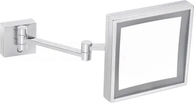 Produktbild von DEUSENFELD KLQ54CTA - LED Akku Wand Kosmetikspiegel "QUADRO", eckig, 5-fach Vergrößerung, 5000mAh Lithium-Akku, USB-C, Ladegerät inkl. USB Kabel, LED Touch-Control, CTT einstellbarer Farbton von 2700K-6500K, 20x20cm, verchromt