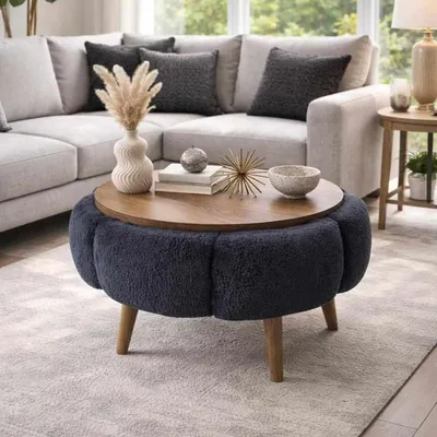 Produktbild von Couchtisch aus Holz "Papatya 60" - 60 x 60 x 44 cm - Anthrazitgrau