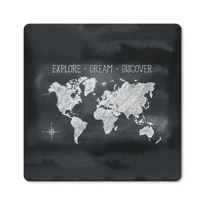 Produktbild von MuchoWow® Mauspad Mousepad Weltkarte - Kreidetafel - Kompass 20x20 cm - Mousepads - Maus Mat - Pad - Mausunterlage - Desk Mat - Bureauartikeln