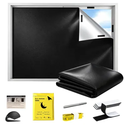 Verdunkelungsrollo ohne Bohren, 100x145 cm, zuschneidbar, schwarz