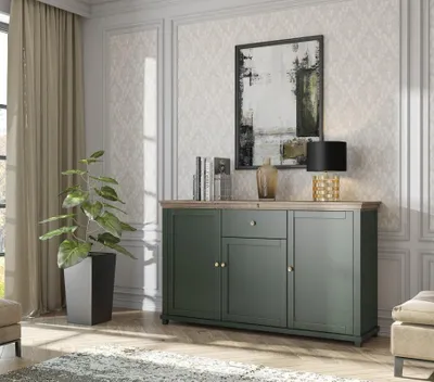 Produktbild von Sideboard EVORA, Landhausstil, 3-türig, 1 Schublade, 3 Einlegeböden, dunkelgrün, 160x93x42 cm