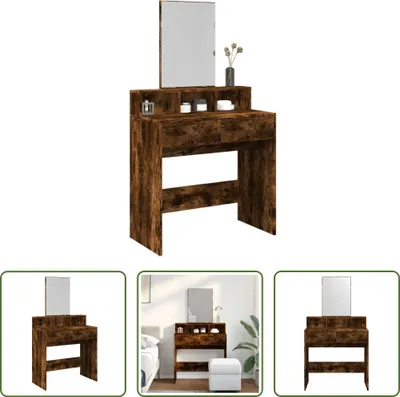 Zdjęcie produktu dla The Living Store Toaletka z lustrem dąb wędzony 80x41x144,5 cm