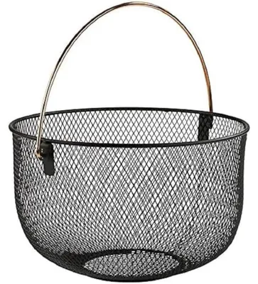 Metallkorb Brot & Obst, schwarz, Kupferhenkel, Ø 30 cm, 19 cm