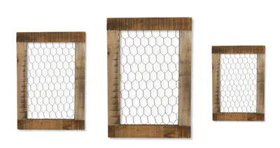 Produktbild von Holz Wandgitter braun Wanddeko Fotohalter Collage 3er Set