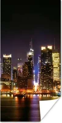 Produktbild von MuchoWow® Poster New York - Manhattan - Skyline 80x160 cm - Kinderzimmer