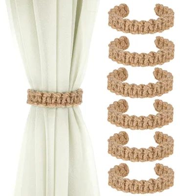 Produktbild von Raffhalter aus geflochtener Kordel im Boho-Stil, rustikale Gardinenhalter, flexible Makramee-Gardinenhalter für Wohnzimmer, Schlafzimmer und Büro