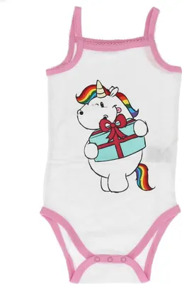 Produktbild von Pummel Einhorn Strampler Einteiler Baby Outfit Wickelbody aus Baumwolle 62/68