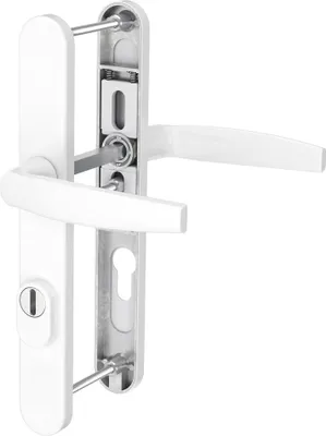 Produktbild von Schmalrahmengarnitur 8-72mm Schildgarnitur Weiss RAL9016 Langschildgarnitur PZ Drücker/Drücker 39-54mm ja