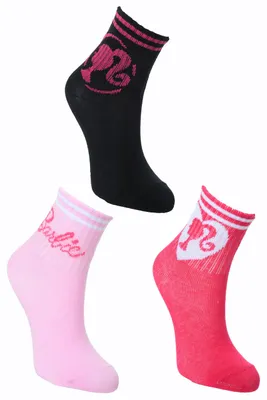Obrázok produktu pre Barbie Girls – 3 páry bavlnených ponožiek (veľkosť 23, 26, čierna)