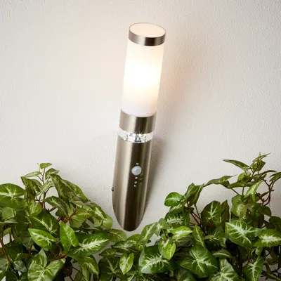 Produktbild von BRILLIANT LED Außenwandfackel Bole |moderne Außenleuchte | Metall/Kunststoff | edelstahl | Bewegungsmelder | 1x E27 max 60 W