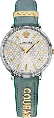 Produktbild von Versace VBP010017 V-Circle Lady silber gold hell grün Leder Damen Uhr NEU