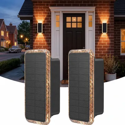 Solar-Wandleuchten 2er Set, 5 Farbtemperaturen, IP65