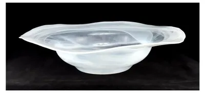 Produktbild von Brunnenschale „Flower“ – runde Glasschale Ø 40 cm – Farbe Weiß – dekorative Schale für Nebler und Zimmerbrunnen