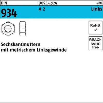 Produktbild von Reyher  Sechskantmuttern DIN 934 A 2 M 18-LH A 2 (25 Stück)