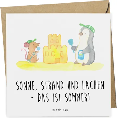 Produktbild von Mr. & Mrs. Panda Glückwunschkarte Sommerfreude - Weiß - Geschenk, Farbenmeer, Jahreszeiten, Sommerferien, Summer Vibes, Kamin, Sommergefühle, Strand, Klappkarte, Feelings