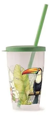 Immagine prodotto di Snips Bicchiere Con Cannuccia Tucano Verde 500 Ml